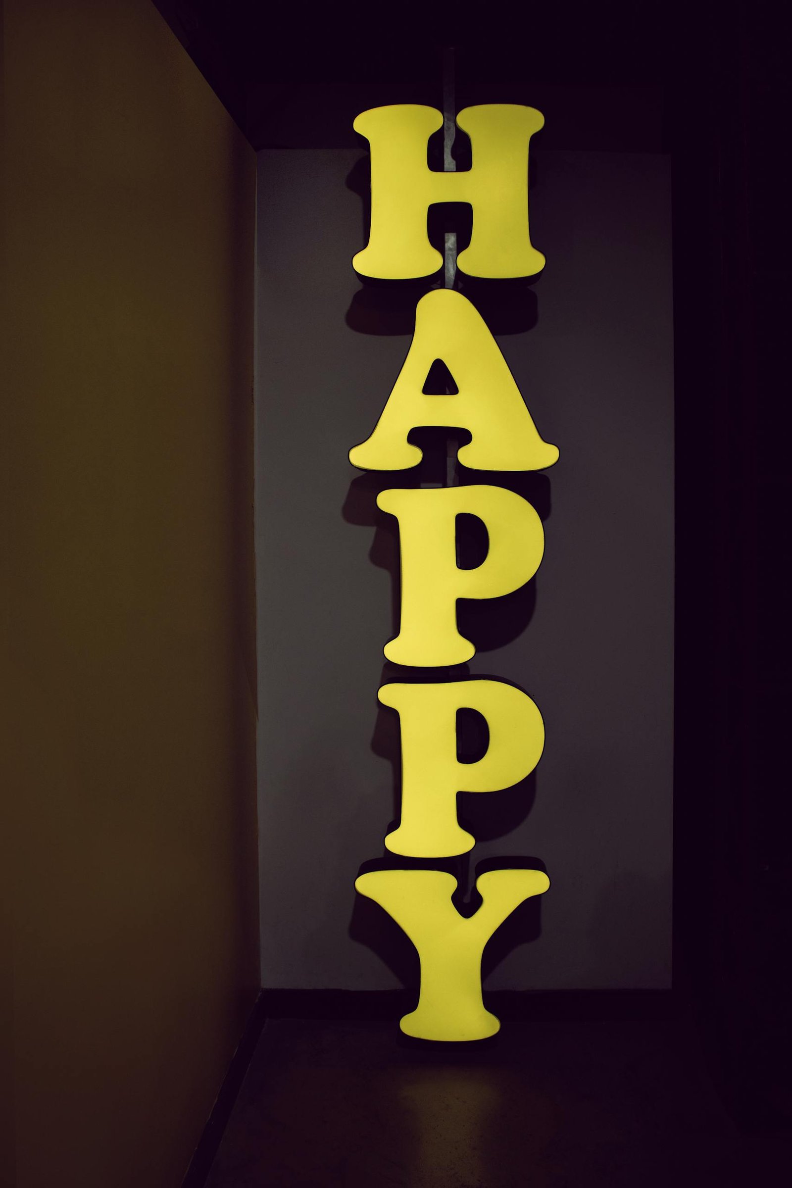 Yellow Happy Wooden Decor